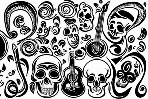 Music note and skull tattoo idea