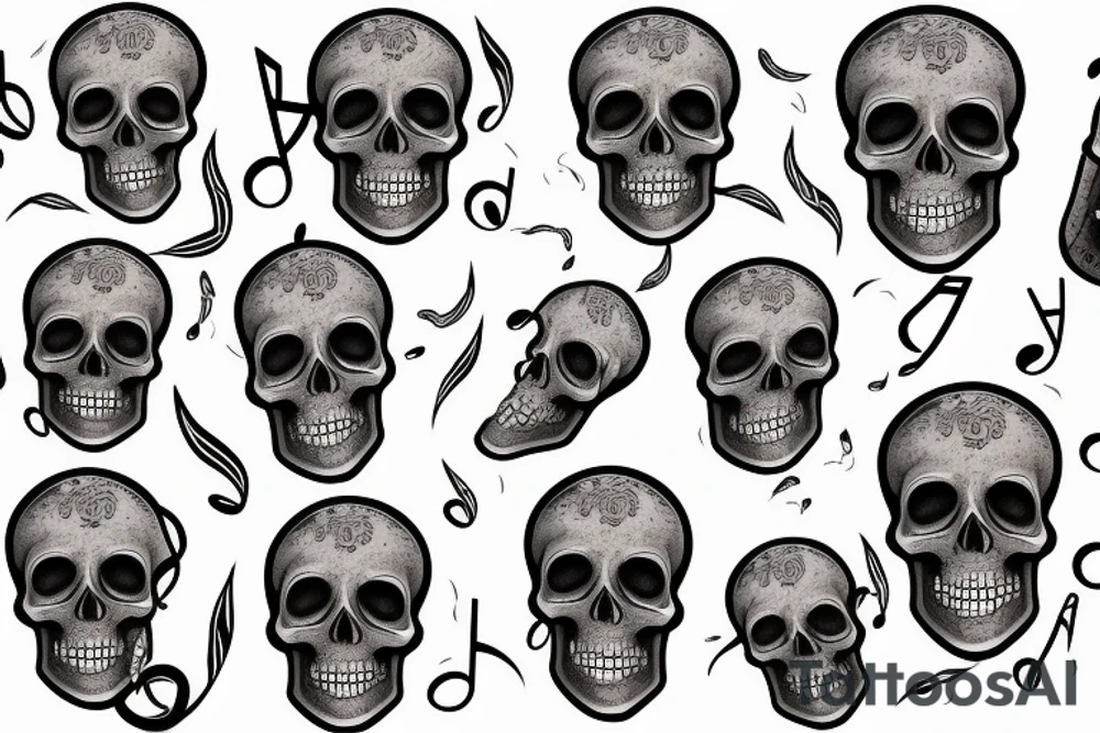 Music note and skull tattoo idea