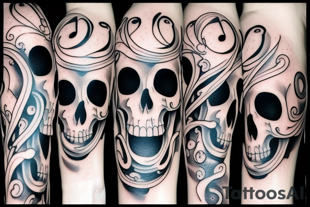 Music note and skull tattoo idea