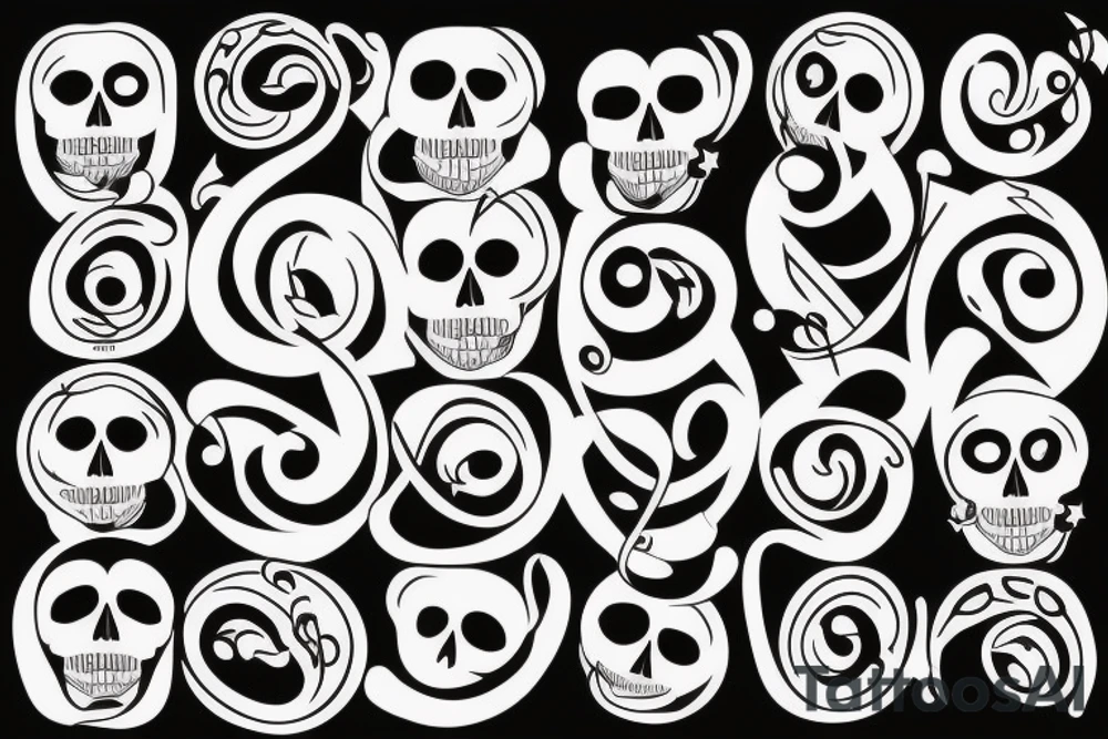 Music note and skull tattoo idea