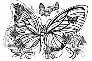 A butterfly flying into a blkache tattoo idea