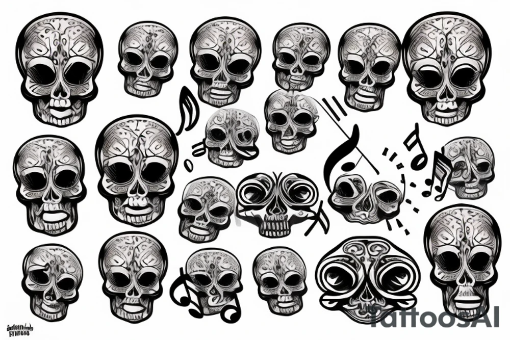 Music note and skull tattoo idea