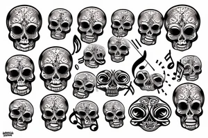 Music note and skull tattoo idea