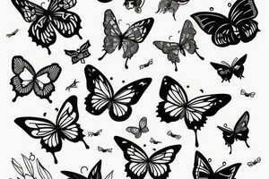 A butterfly flying into a blkache tattoo idea
