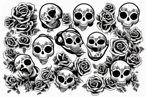 Music note with skull and roses tattoo idea