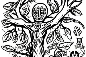 Cross in a tree with the name alexis tattoo idea