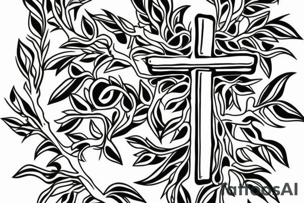Cross in a tree with the name alexis tattoo idea