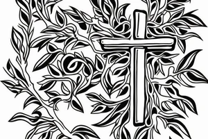 Cross in a tree with the name alexis tattoo idea