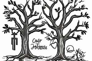 Cross in a tree with the name alexis tattoo idea