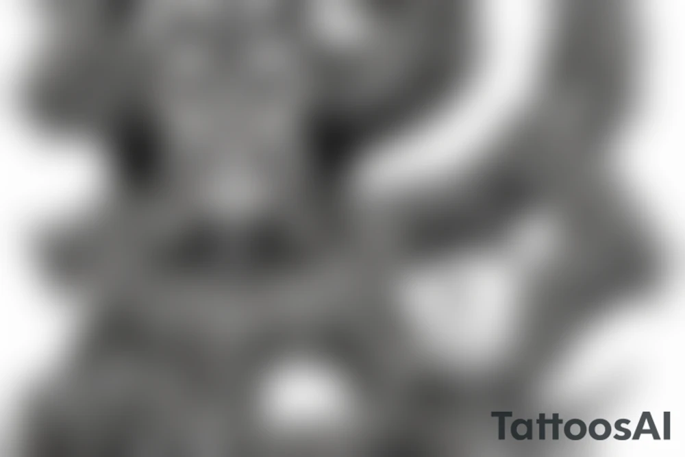 Yggdrasil with a cross in it and a grave with the name alexis tattoo idea