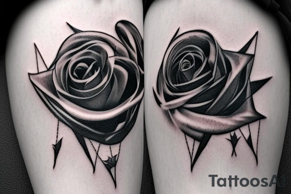 Black rose with thorns and a mental health symbol tattoo idea