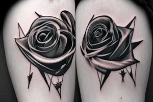 Black rose with thorns and a mental health symbol tattoo idea