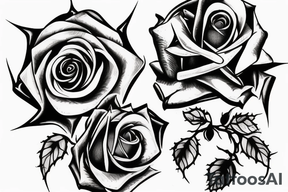 Black rose with thorns and a mental health symbol tattoo idea