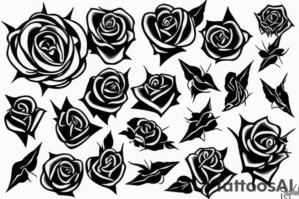 Black rose with thorns and a mental health symbol tattoo idea