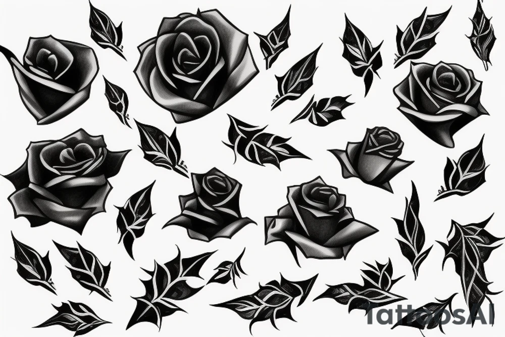 Black rose with thorns tattoo idea
