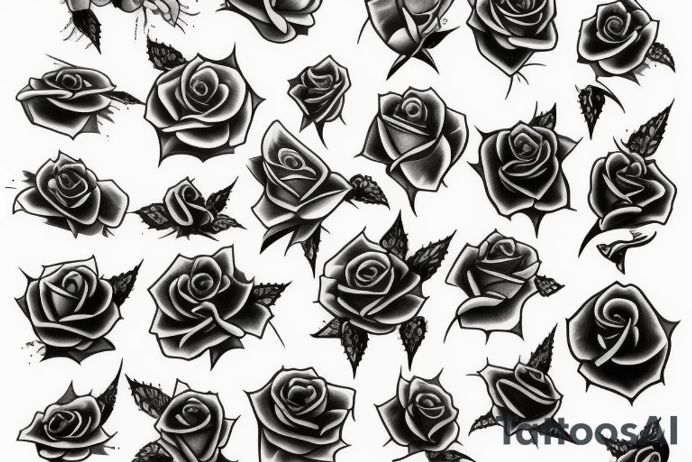 Black rose with thorns tattoo idea