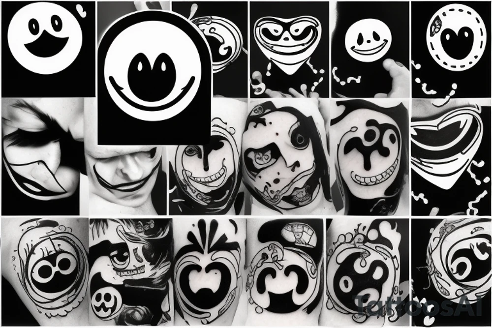 three line smiley with scars tattoo idea