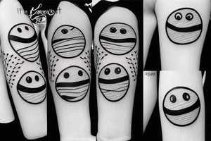 three line smiley with scars tattoo idea