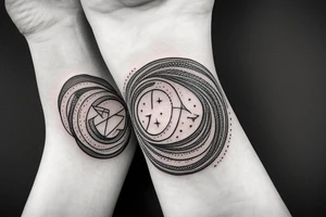 moon with infinity symbol inside tattoo idea