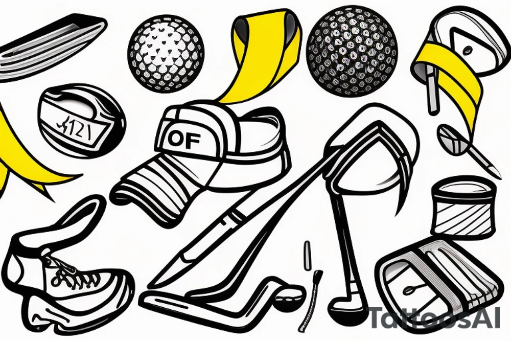 22, golf, yellow ribbon, hockey tattoo idea