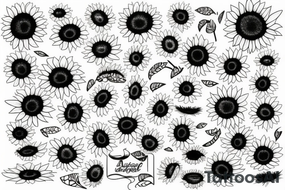 Australia and New Zealand with sunflowers tattoo idea