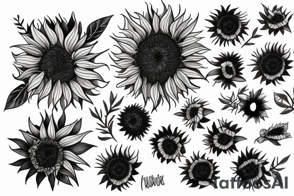 Australia and New Zealand with sunflowers tattoo idea
