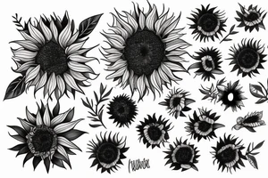 Australia and New Zealand with sunflowers tattoo idea