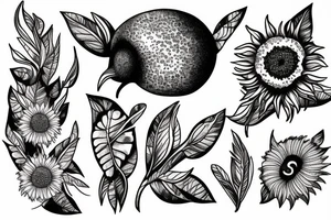 Kiwi with sunflower tattoo idea