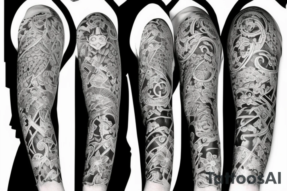 3/4 sleeve with faith and family tattoo idea