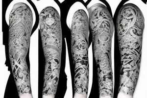 3/4 sleeve with faith and family tattoo idea