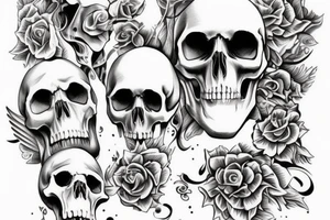A full-body angelic figure with a skull for a head, representing the idea that even the purest of souls can be touched by the reality of death. tattoo idea