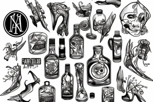 Ak47, Glass of whysky, friends tattoo tattoo idea