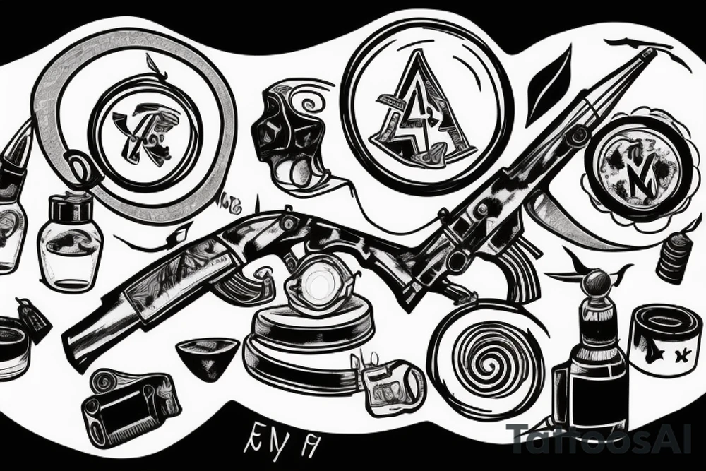 Ak47, Glass of whysky, friends tattoo tattoo idea