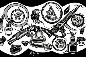 Ak47, Glass of whysky, friends tattoo tattoo idea