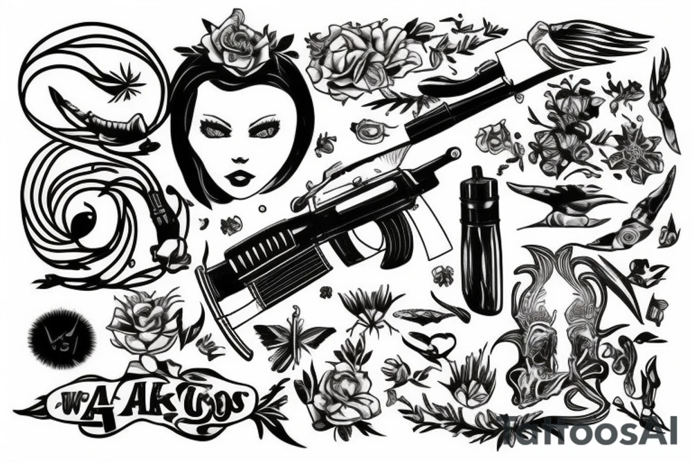 Ak47, Glass of whysky, friends tattoo tattoo idea