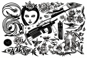 Ak47, Glass of whysky, friends tattoo tattoo idea