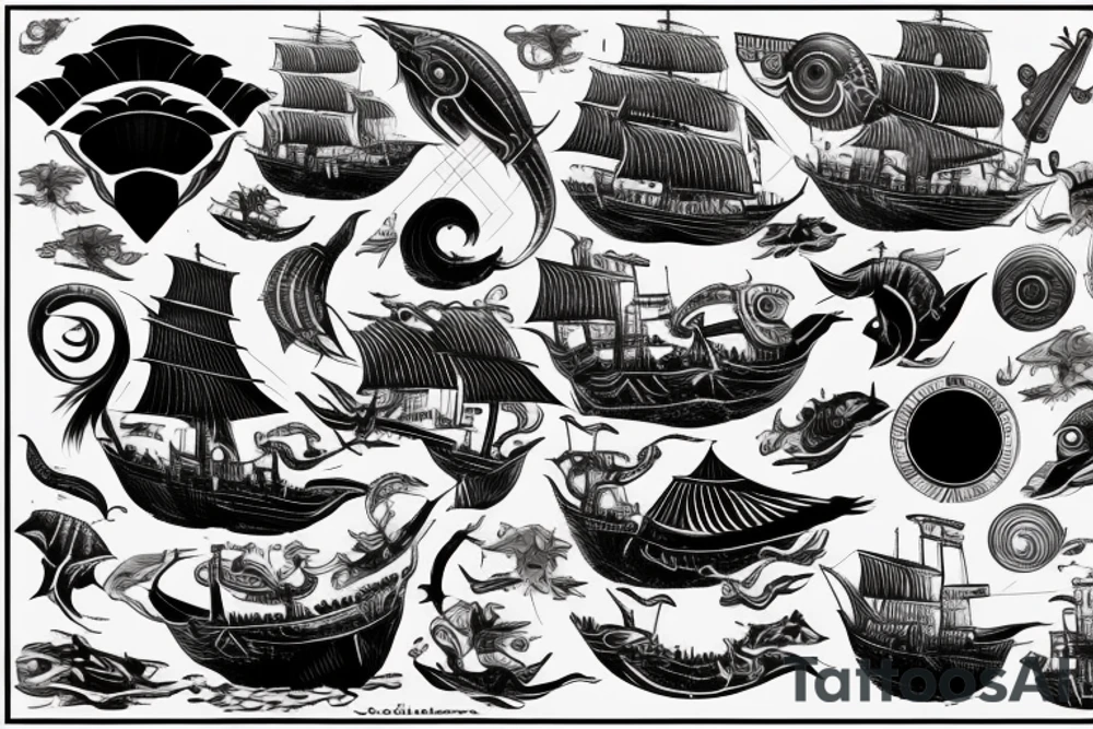 Nautilus attacking ship tattoo idea
