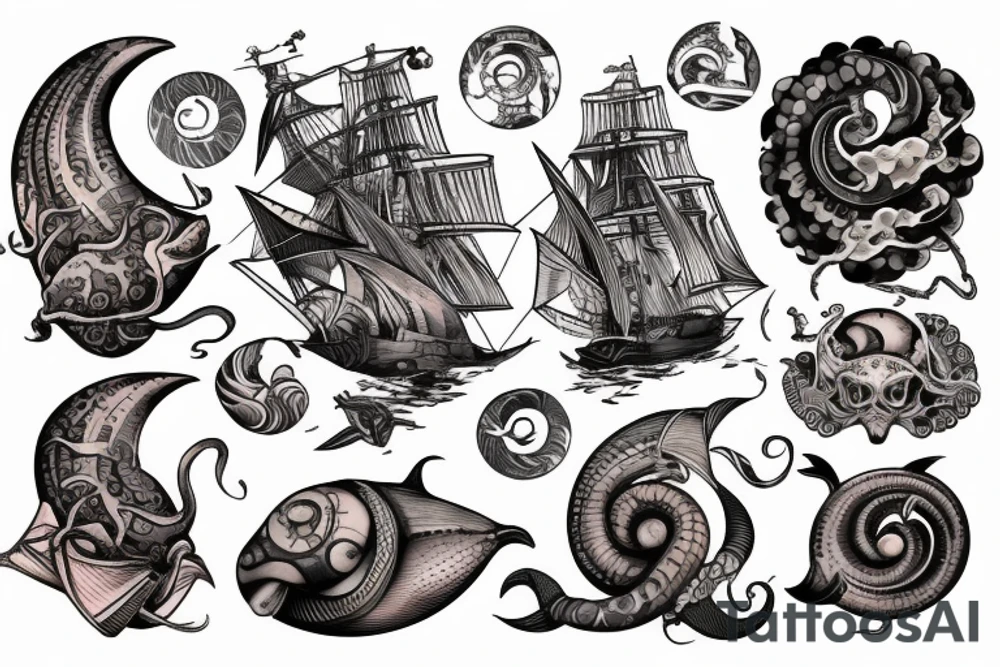 Nautilus attacking ship tattoo idea