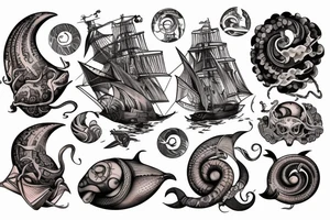 Nautilus attacking ship tattoo idea