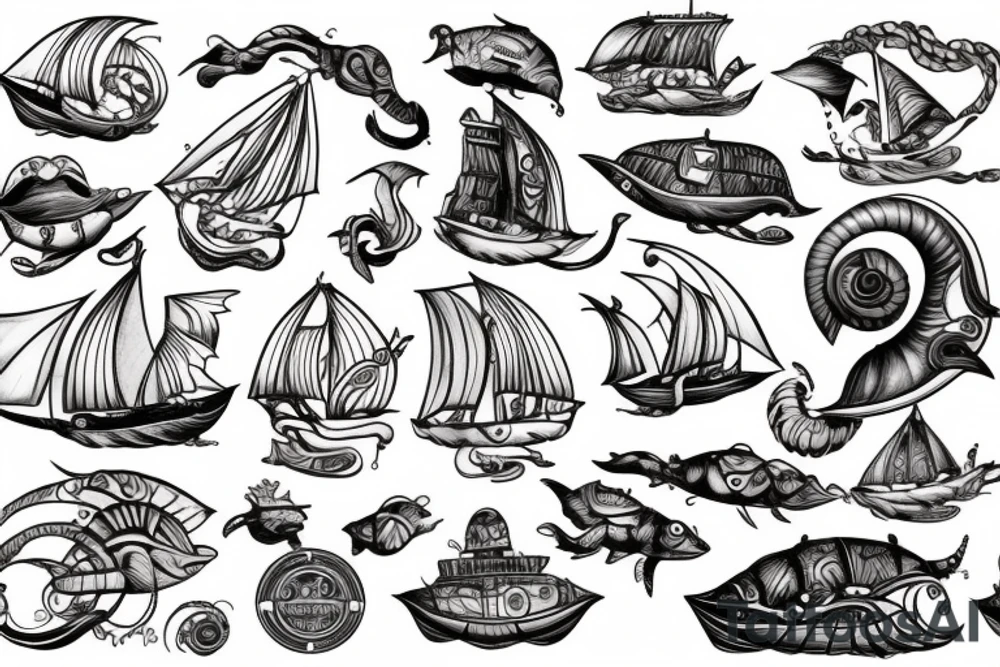 Nautilus attacking ship tattoo idea