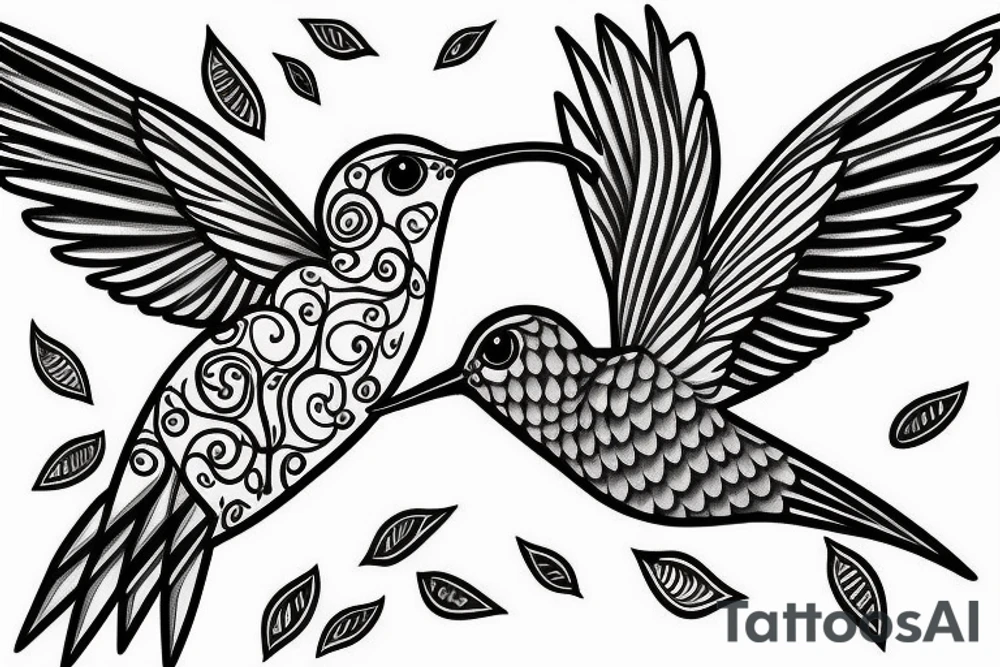 Hummingbird with name Gema tattoo idea
