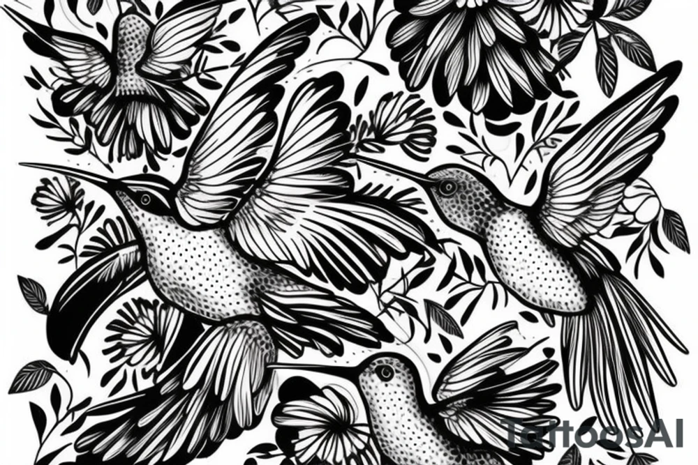 Hummingbird with name Gema tattoo idea