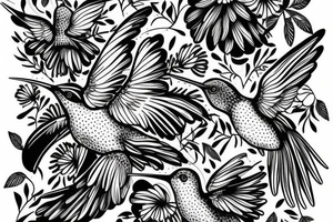 Hummingbird with name Gema tattoo idea