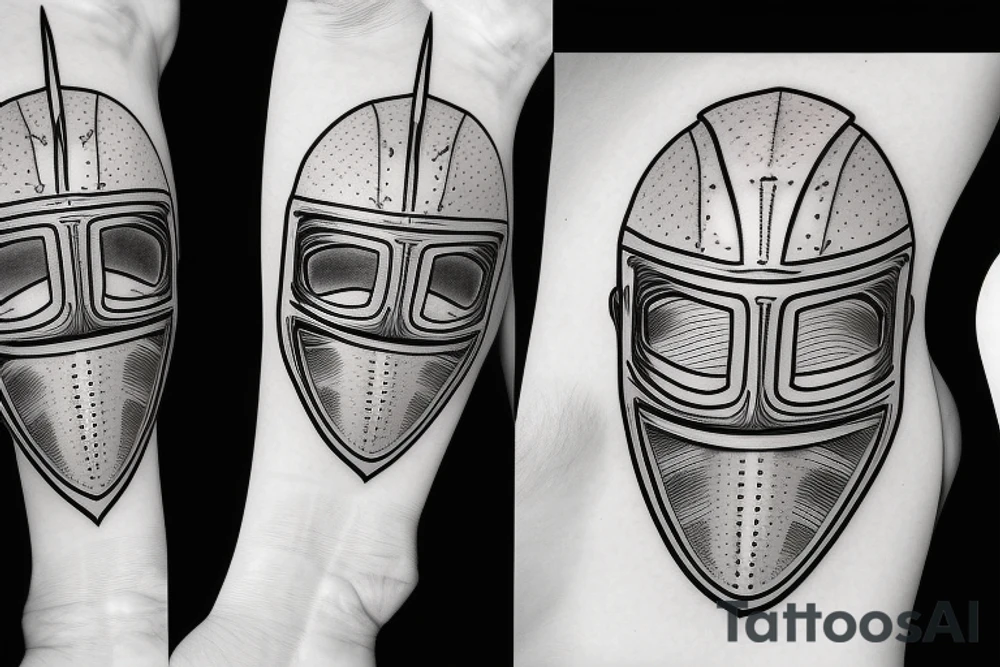 Knight helmet 3/4 perspective front facing tattoo idea