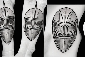Knight helmet 3/4 perspective front facing tattoo idea