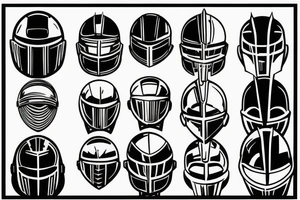 Knight helmet 3/4 perspective front facing tattoo idea