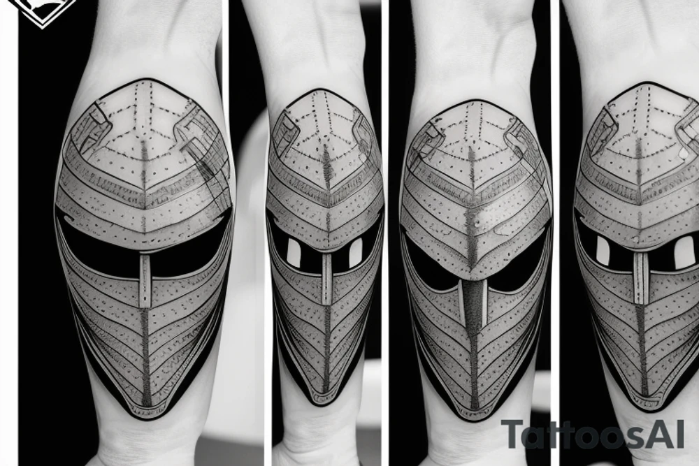 Knight helmet 3/4 perspective front facing tattoo idea