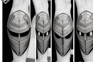 Knight helmet 3/4 perspective front facing tattoo idea