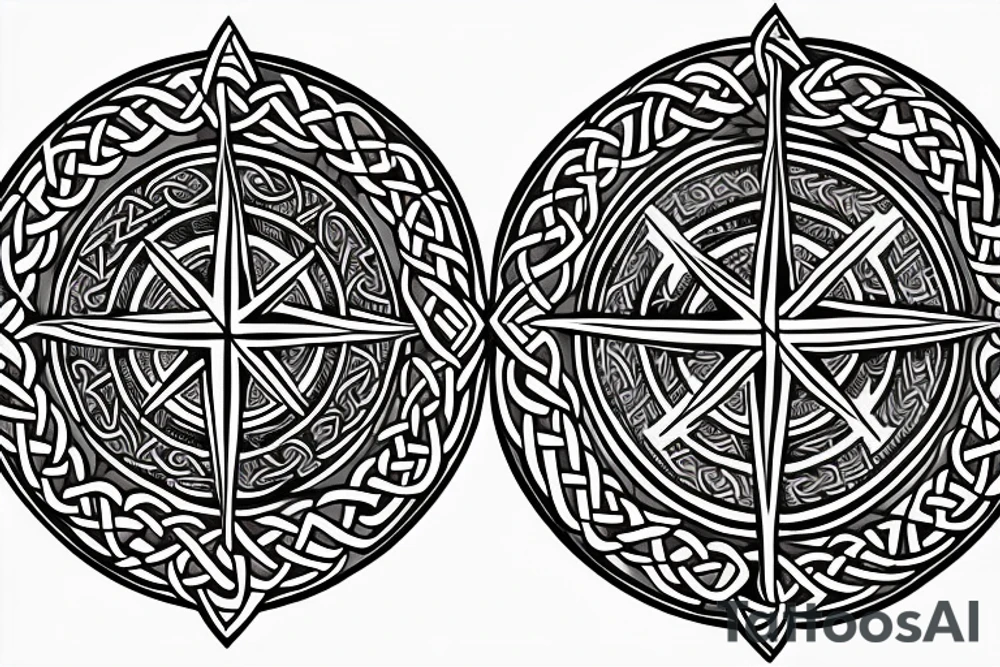 celtic sleeve knotwork compass tattoo idea