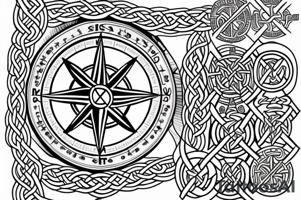 celtic sleeve knotwork compass tattoo idea
